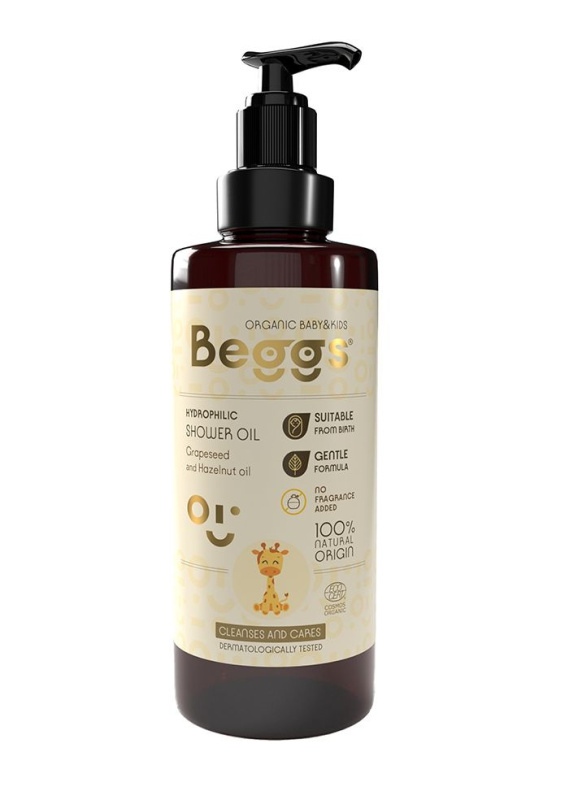 Beggs Organic Baby & Kids Hydrophilic Shower Oil mycí olej pro děti od narození 200 ml