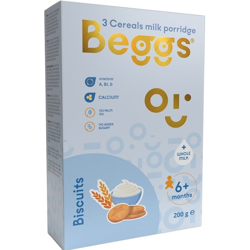 Beggs Mléčná třízrnná kaše se sušenkami