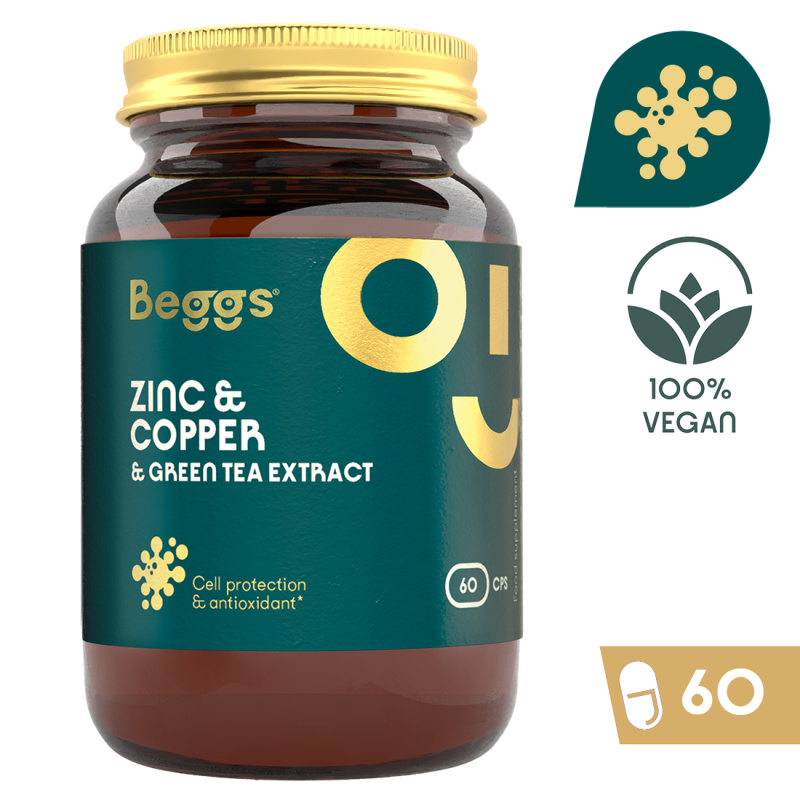 BEGGS Zinc + Copper + Green tea extract 60 kapslí