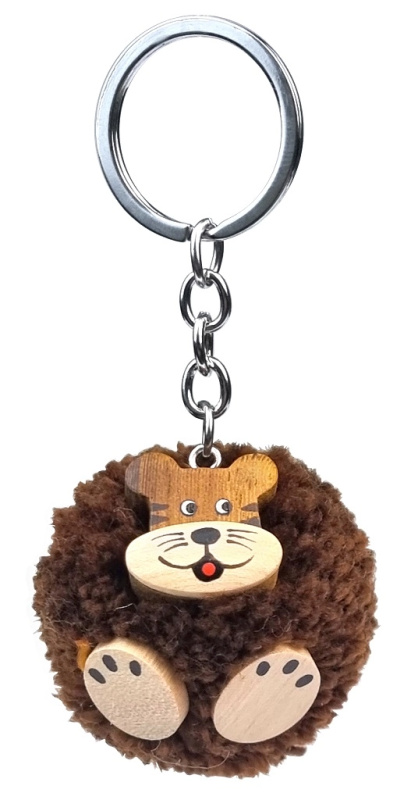 Dvěděti Dřevěná klíčenka pompom Tygr