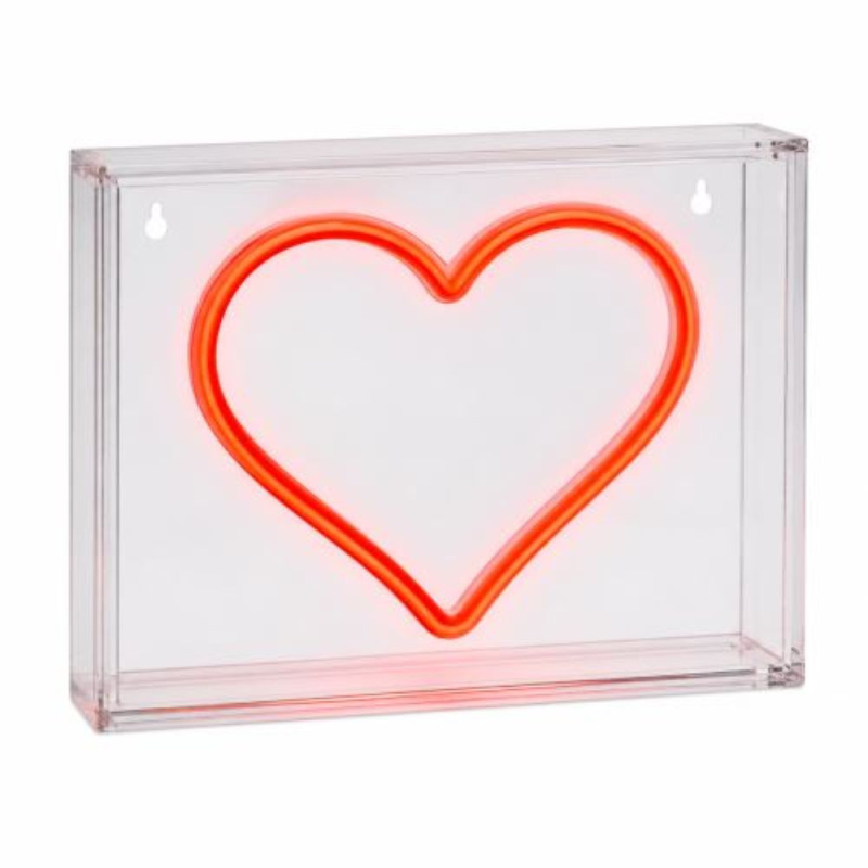 Led neonová lampička srdce červené