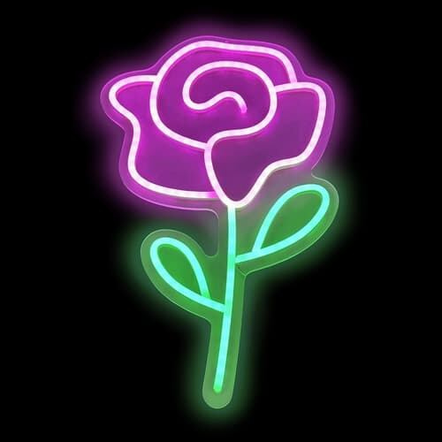 Led neonová lampička růže