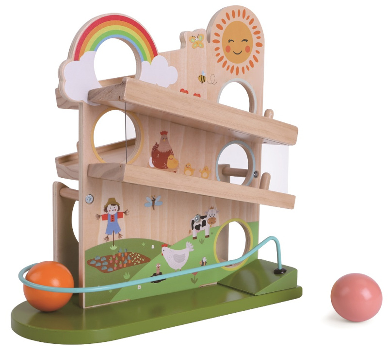 Dřevěná kuličková dráha šťastná farma 2Kids Toys