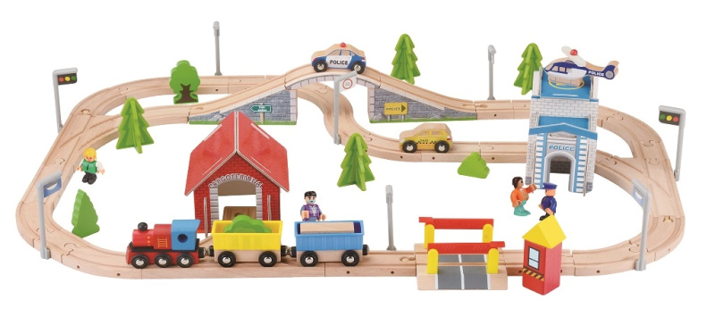 dřevěná vláčkodráha 80 dílů 2Kids Toys
