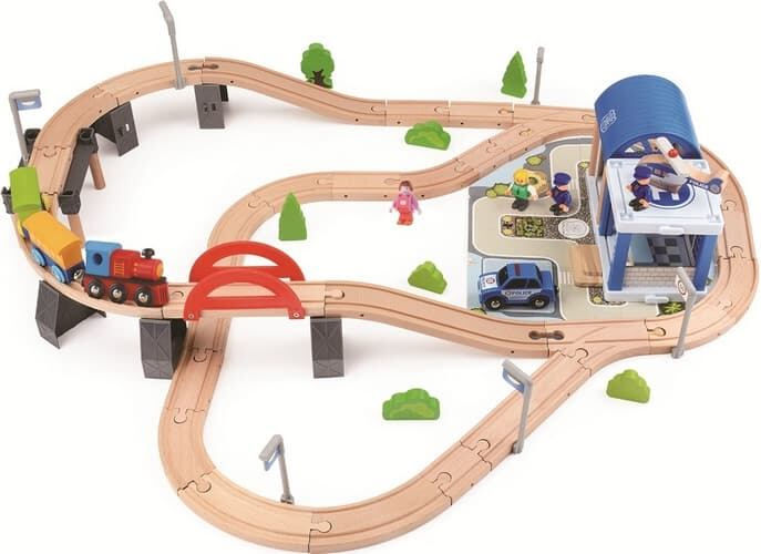 2Kids Toys dřevěná vláčkodráha město, 90 dílů
