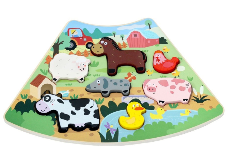 Dřevěné vkládací puzzle Veselá farma – propojitelné