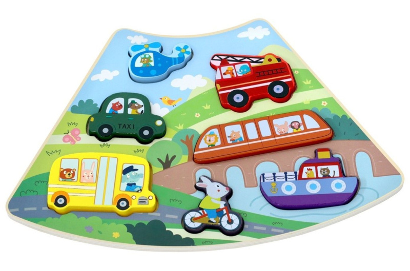 Dřevěné puzzle – dopravní prostředky, propojitelná sada