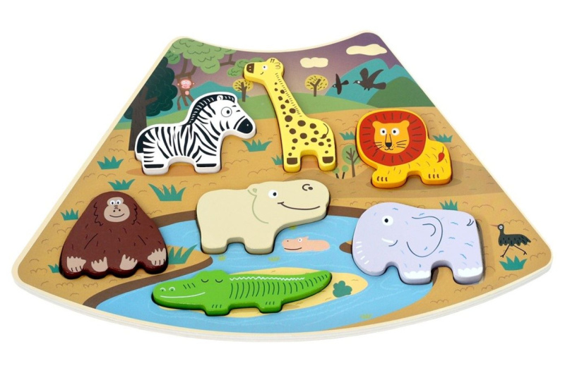 Dřevěné puzzle Safari – propojitelná vkládačka