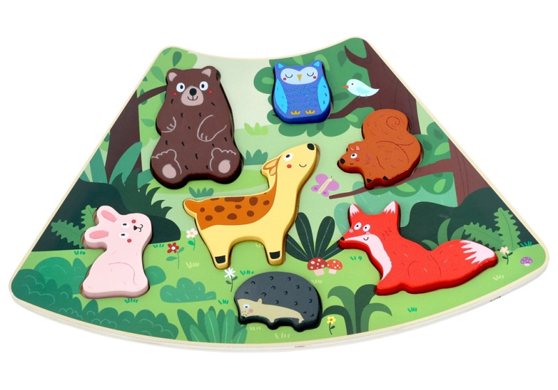 Dřevěné puzzle lesní zvířátka – propojitelné vkládací puzzle