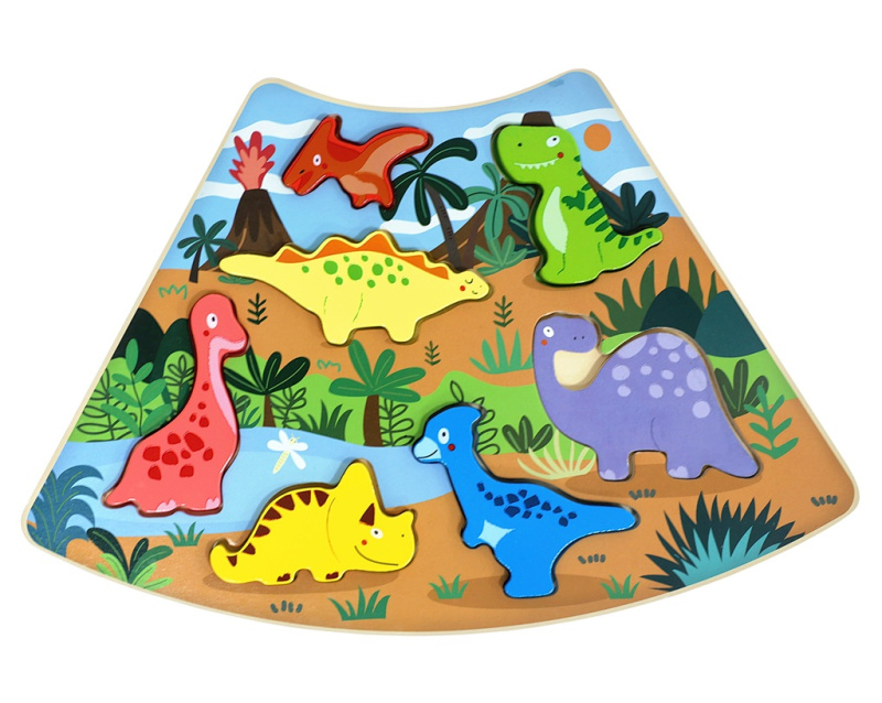 Dřevěné vkládací puzzle dinosauři – propojitelná sada