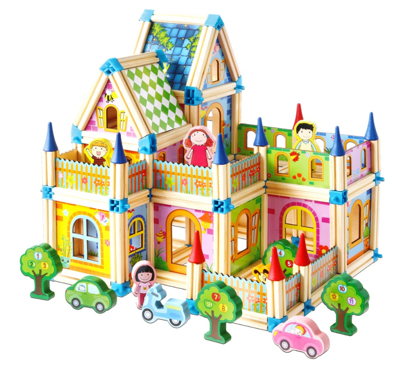 Dřevěná stavebnice barevný zámek 2Kids Toys