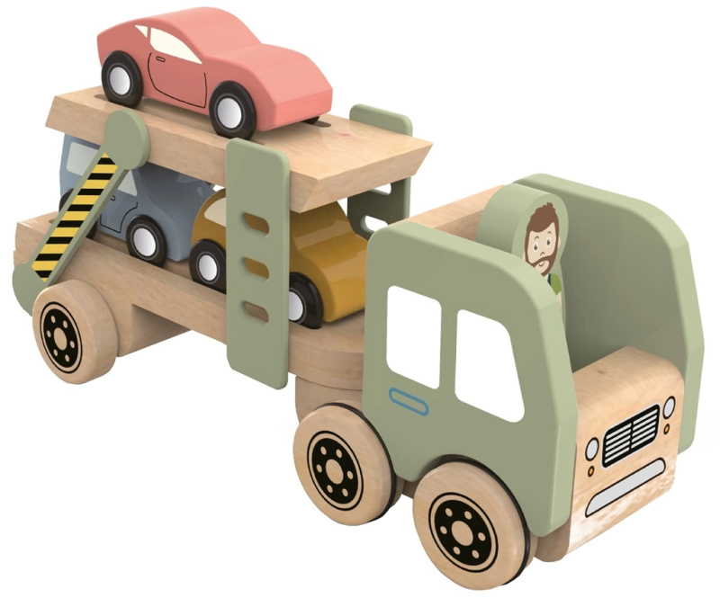 Dřevěný autopřepravník s autíčky 2Kids Toys