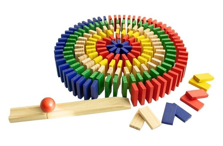 Dřevěné barevné domino 400 dílků 2Kids Toys