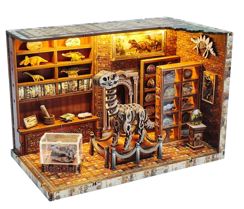 Miniatura domečku dinosauří výzkumný ústav – DIY sada s LED osvětlením