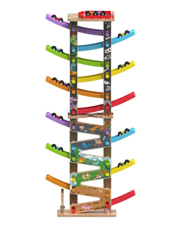 2Kids Toys velká dřevěná závodní dráha s 12 rampami