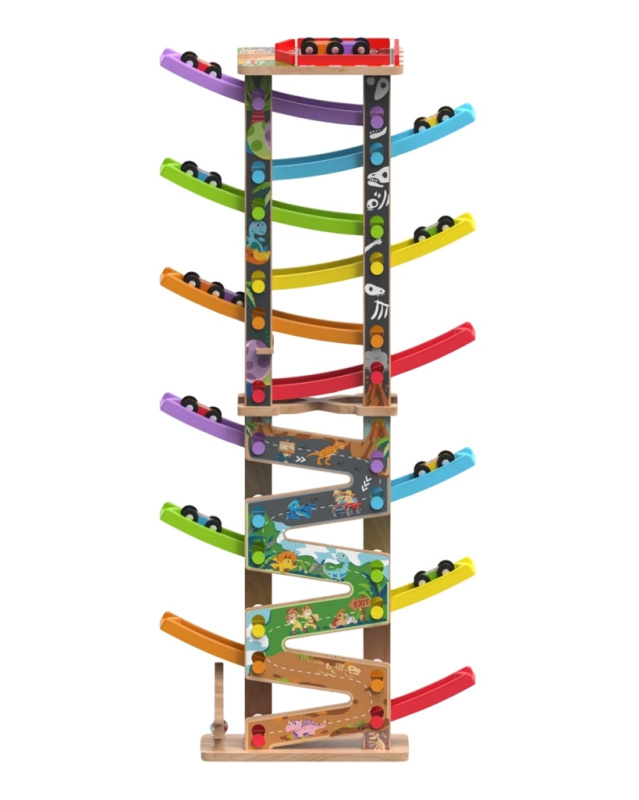 2Kids Toys velká dřevěná závodní dráha s 12 rampami