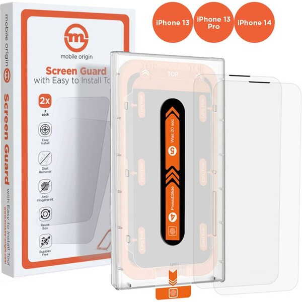 2 kusy ochranného skla pro iPhone 14 / iPhone 13 / iPhone 13 Pro Mobile Origin Screen Guard