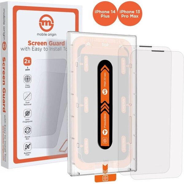 2 kusy ochranného skla pro iPhone 14 Plus / iPhone 13 Pro Max Mobile Origin Screen Guard