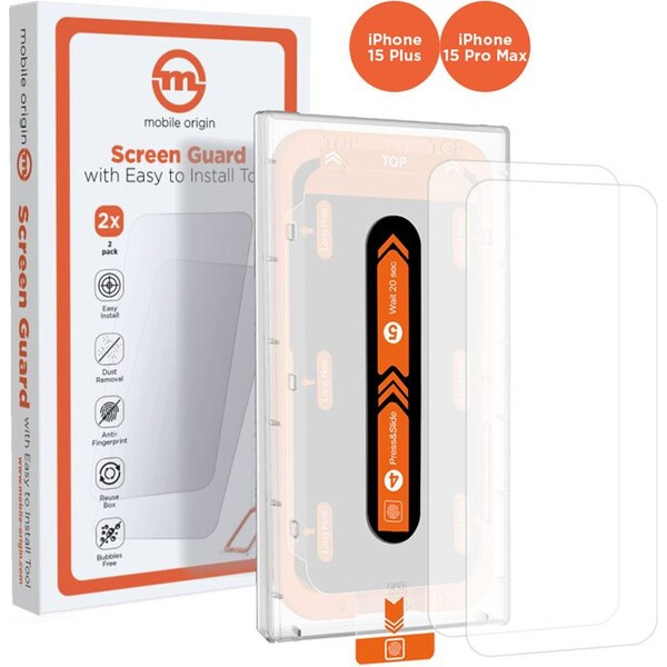 Mobile Origin Orange Screen Guard 2 Pack 2,5D ochranné sklo s aplikátorem iPhone 15 Pro Max/15 Plus