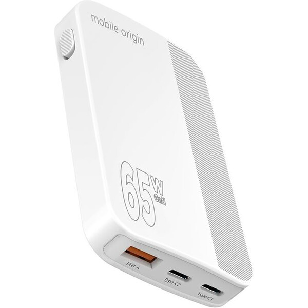Mobile Origin 65W GaN III Slim Charger nabíječka 2x USB-C, 1x USB-A bílá