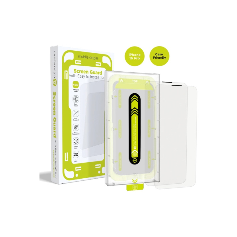 Mobile Origin Screen GuardWith Easy Applicator 2 Pack iPhone 16 SGA-F-i16-2pk