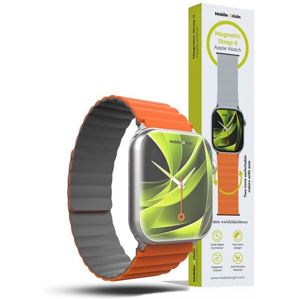Řemínek pro Apple Watch 42/44/45/49 mm Mobile Magnetic Strap II - oranžový/šedý