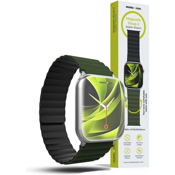 Řemínek pro Apple Watch 42/44/45/49 mm Mobile Magnetic Strap II - zelený/černý