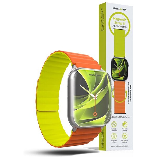 Řemínek pro Apple Watch 42/44/45/49 mm Mobile Magnetic Strap II - oranžový/zelený