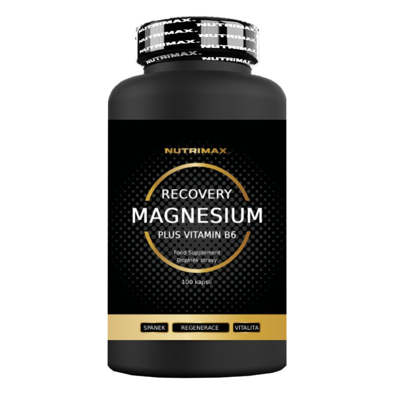 NutriMax Recovery Magnesium 1000 mg, Hořčík + Vitamín B6, 100 kapslí