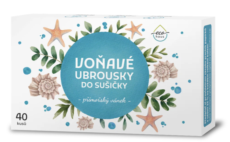 EcoHaus Voňavé ubrousky do sušičky, Přímořský vánek, 40 ks