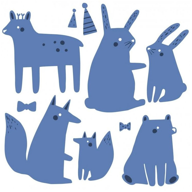Zvířátka slaví - vyřezávací kovové šablony (10ks)