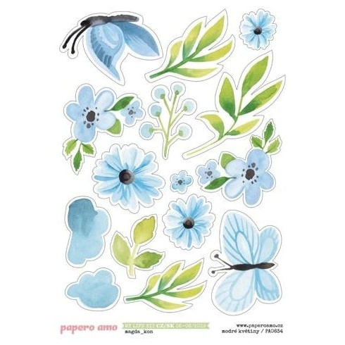 Samolepky A6 - Modré květiny