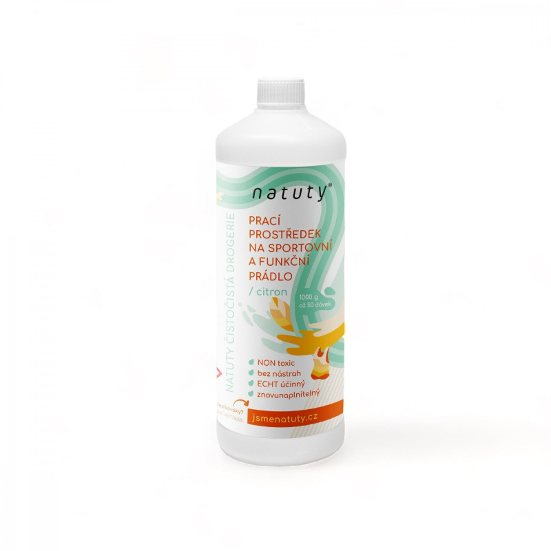 Natuty Prací gel na sportovní a funkční prádlo s vůní citronu- 33 pracích dávek, 1l