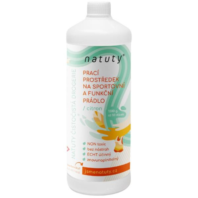 Natuty Prací gel na sportovní a funkční prádlo s vůní citronu- 33 pracích dávek, 1l
