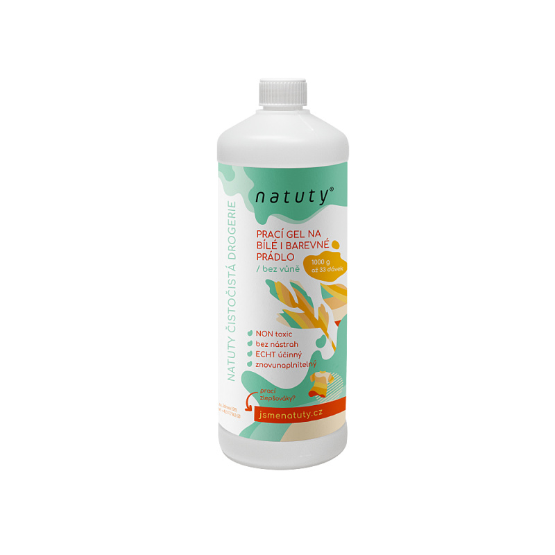 Natuty Univerzální prací gel bez vůně- 33 pracích dávek, 1l