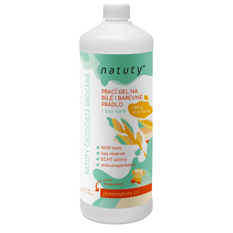 Natuty Univerzální prací gel bez vůně- 33 pracích dávek, 1l