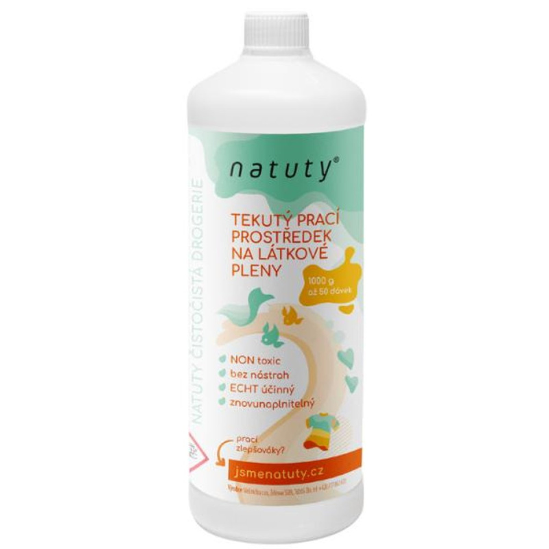 Natuty Prací gel na látkové pleny- zachovává savost plen- 50 pracích dávek, 1 l
