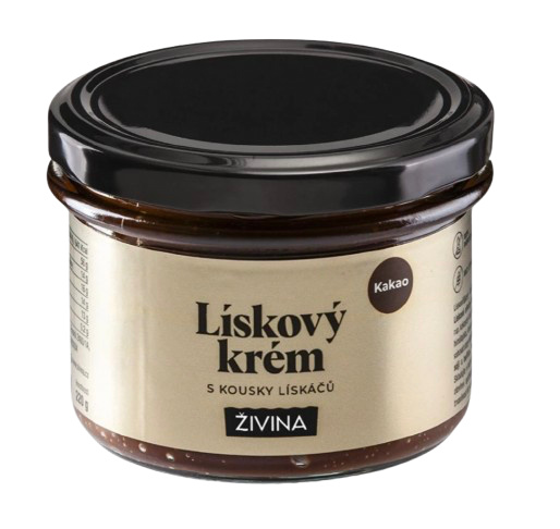 Živina Lískový krém s kakaem a kousky lískáčů, slazený datlovým sirupem, 220 g