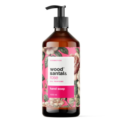 Wood Santal & Rose tekuté mýdlo na ruce 1 l, dávkovač