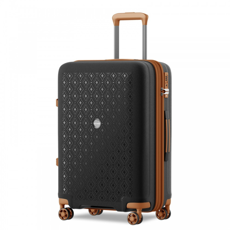Kono 2594 Kufr spinner 76cm Černá/Hnědá Polypropylen Rozšiřitelný