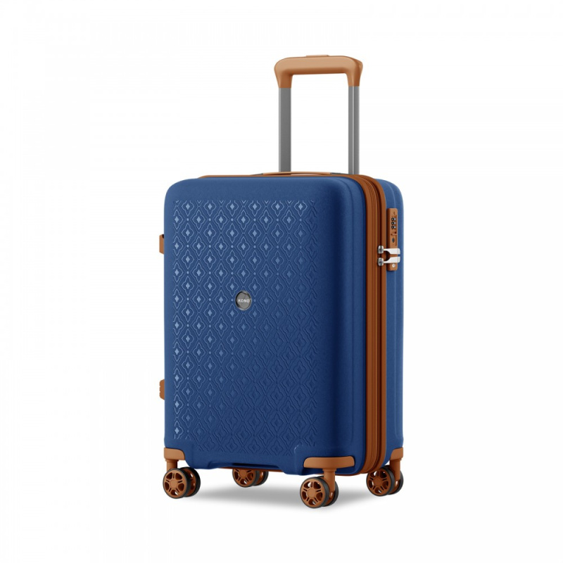 Kono 2594 Kufr spinner 53.5cm Modrá/Hnědá Polypropylen Rozšiřitelný