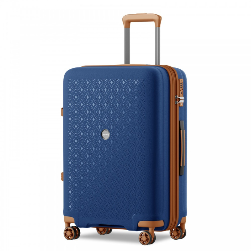 Kono 2594 Kufr spinner 76cm Modrá/Hnědá Polypropylen Rozšiřitelný