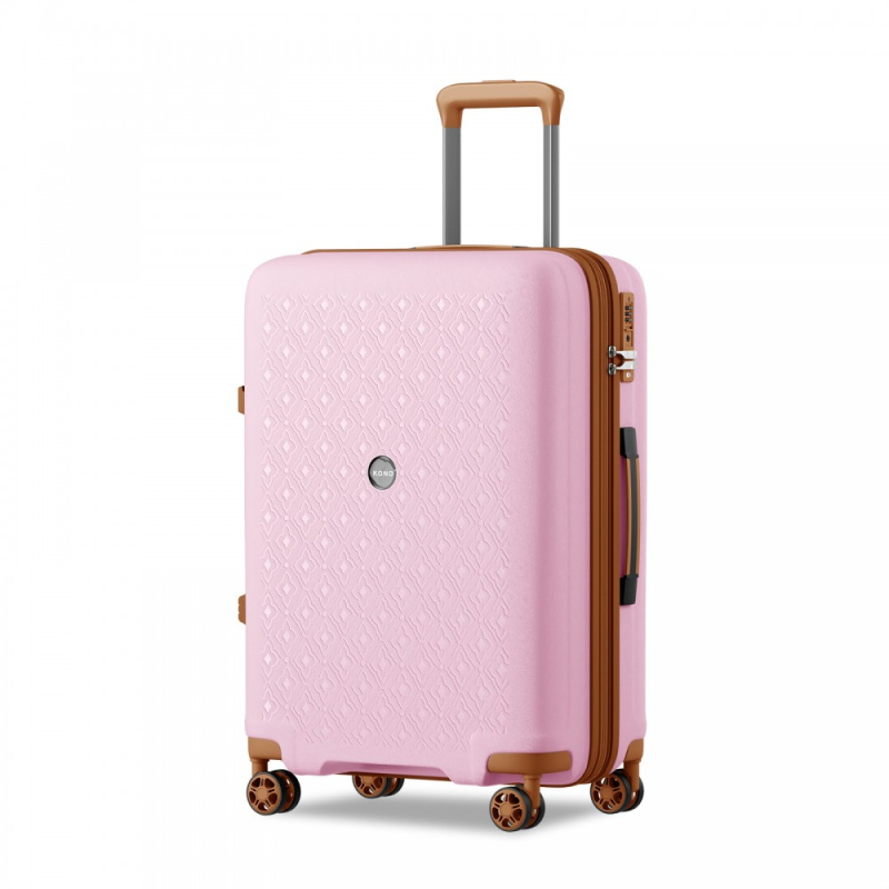 Kono 2594 Kufr spinner 65cm Růžová/Hnědá Polypropylen Rozšiřitelný