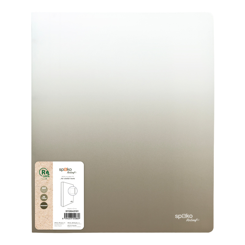 4-Kroužkový pořadač Spoko ReLeaf A4 PP 2 cm Gradient - šedý