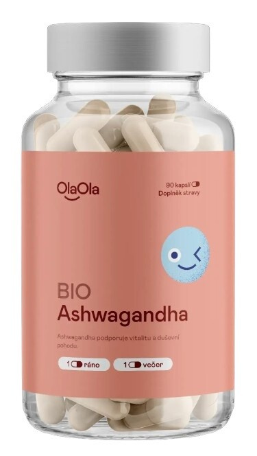 OlaOla BIO Ashwagandha podporující zdravý životní styl 90 kapslí