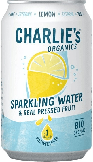 Charlie's Organics sycená pitná voda 330 ml - citronová šťáva