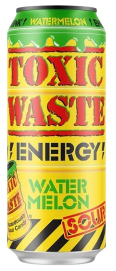 Sycená limonáda Toxic Waste Energy - Vodní meloun 500 ml Zelenožlutá