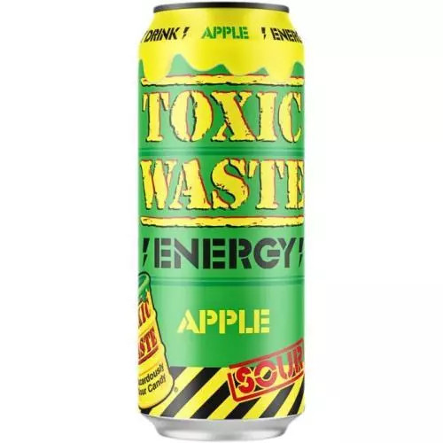 Sycená limonáda Toxic Waste Energy - Kyselé jablko 500 ml Zelenožlutá
