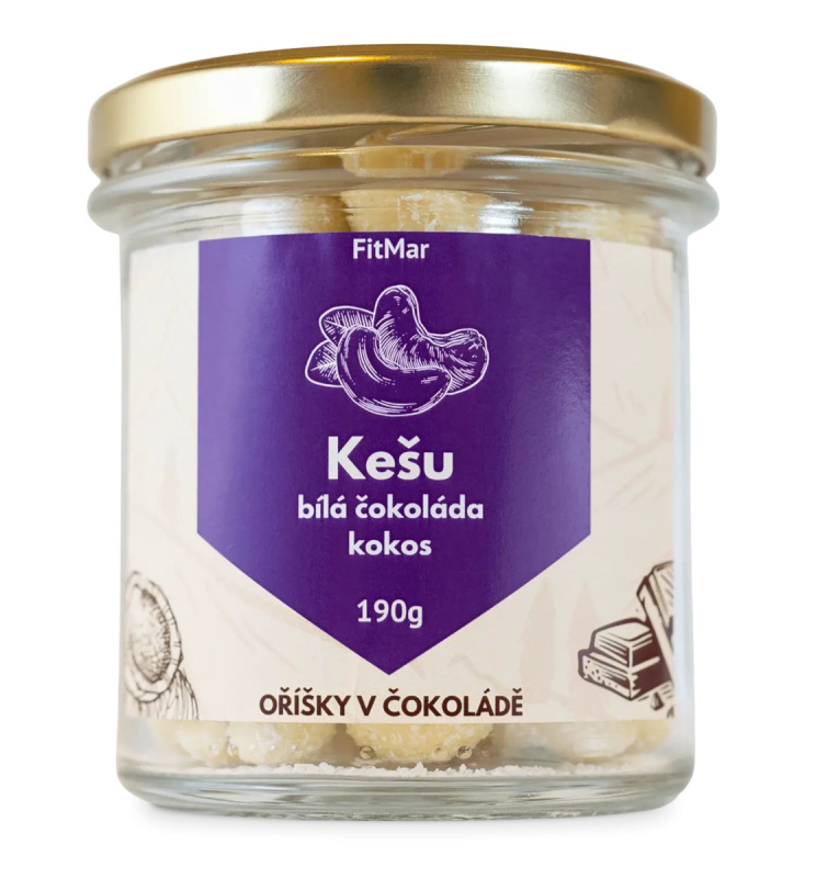 Kešu v bílé čokoládě a kokosu