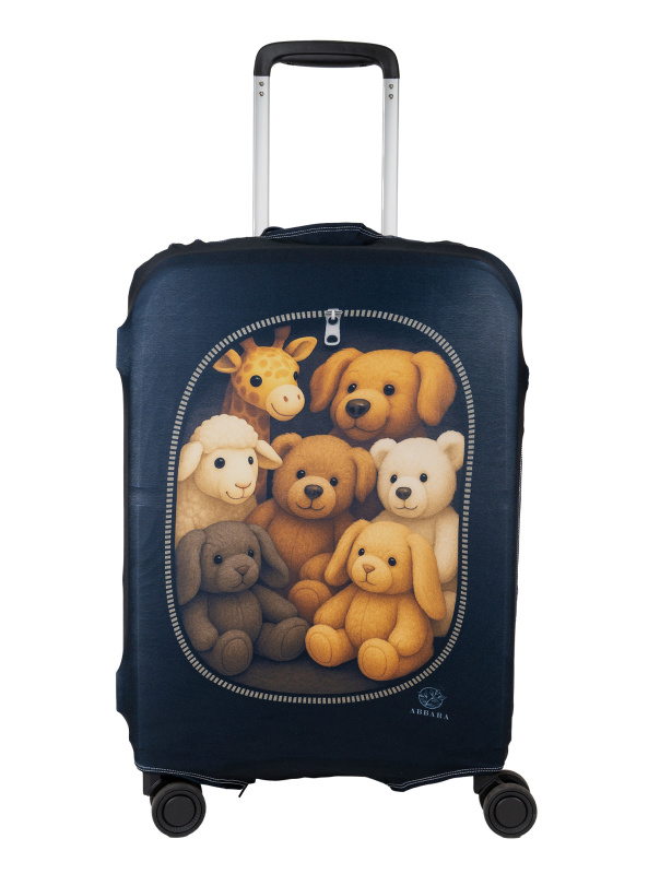 Elastický obal na kufr - “Kufr plný plyšáků” - Abbara Velikost: M